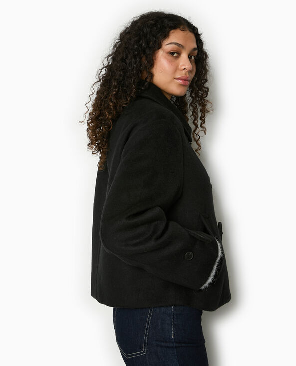 Manteau court et droit avec boutons duffle coat noir - Pimkie