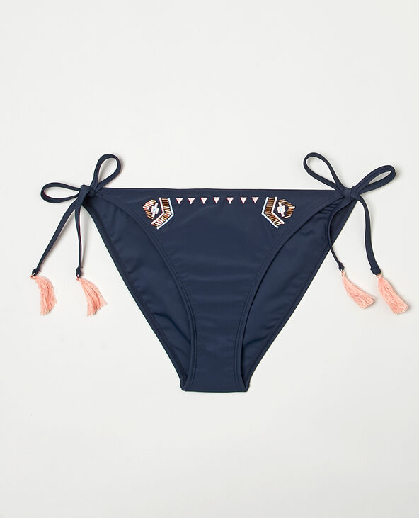 Culotte de bain ethnique avec pompons bleu marine - Pimkie