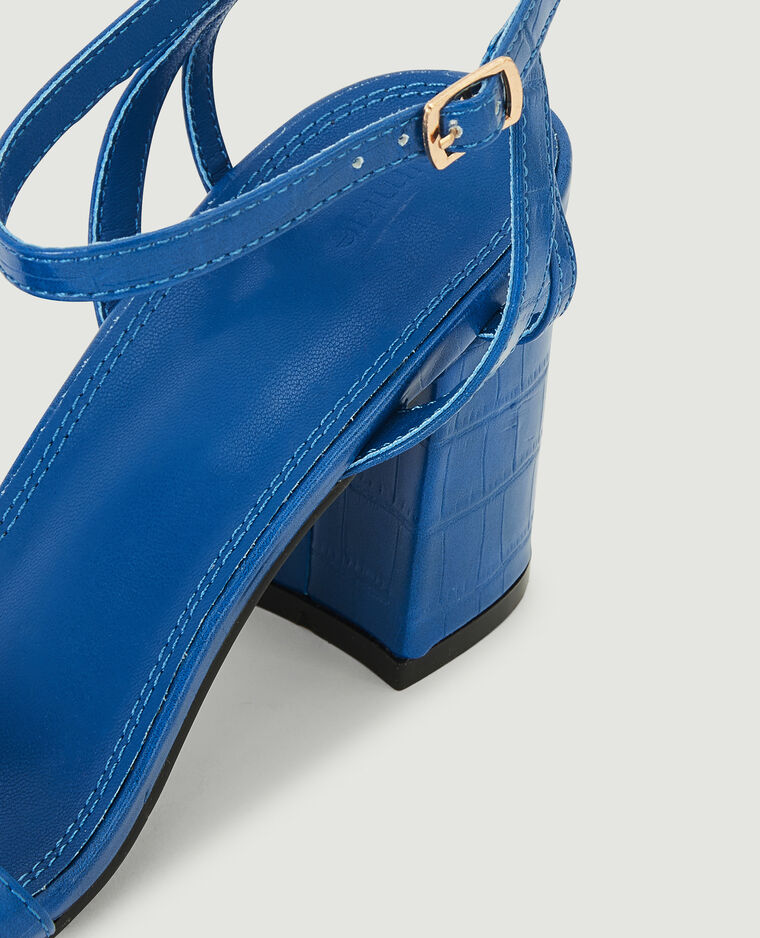 Sandales à talon effet croco bleu marine - Pimkie