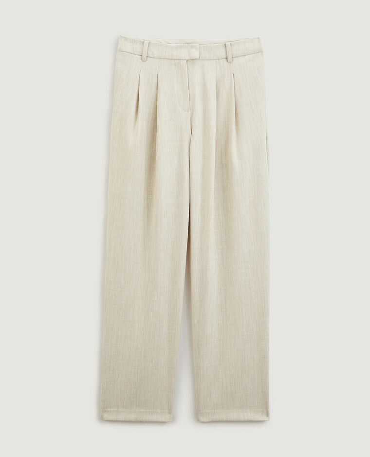 Pantalon large et droit à pinces SMALL beige - Pimkie