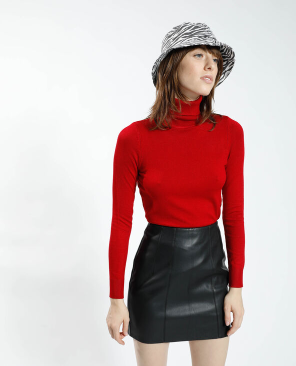 Pull fin col roulé rouge - Pimkie