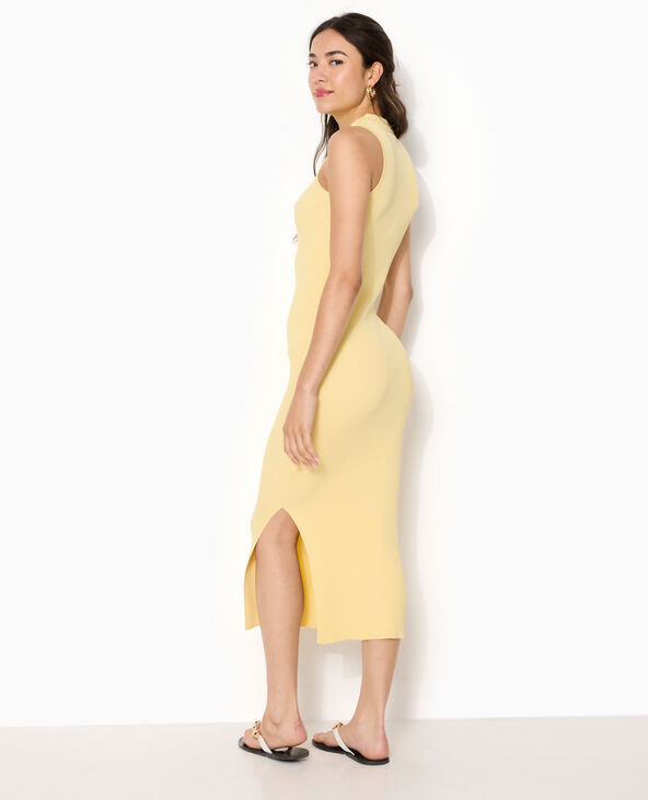 Robe longue et moulante en maille côtelée Jaune pâle - Pimkie