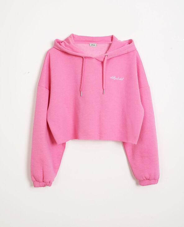 Sweat cropped à capuche rose clair - Pimkie