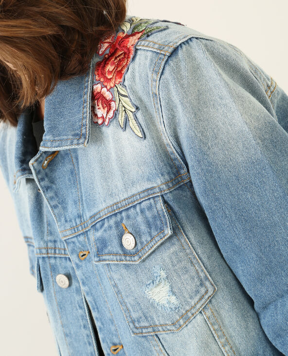 Veste denim à patchs bleu - Pimkie