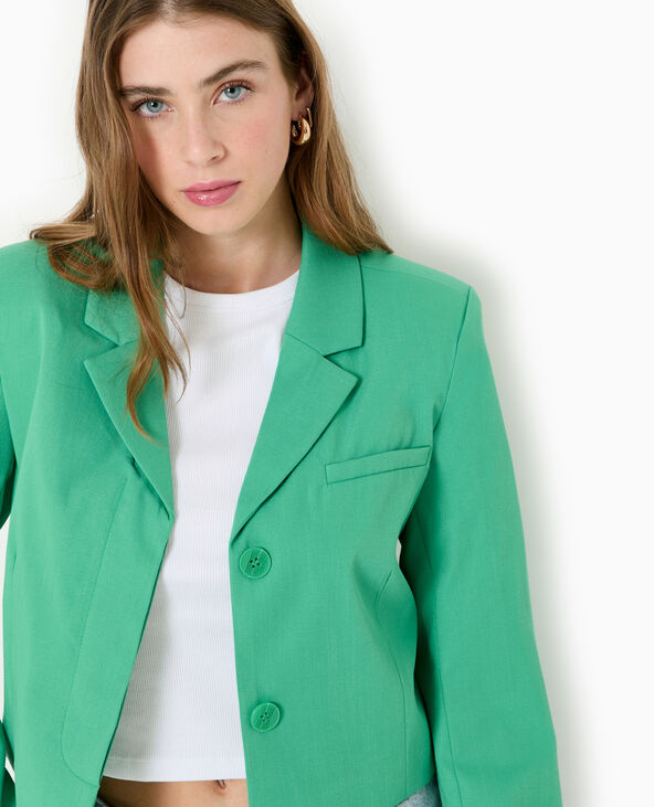 Veste courte avec boutons sous patte vert - Pimkie