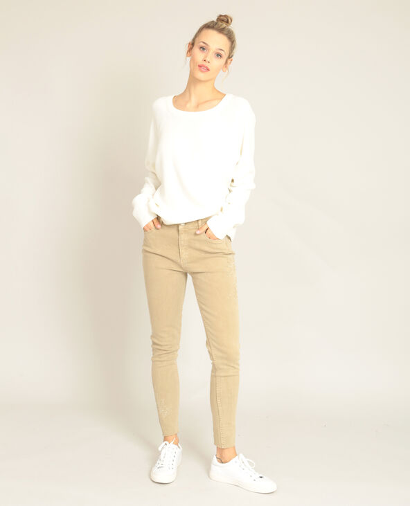Pantalon skinny brodé beige - Pimkie