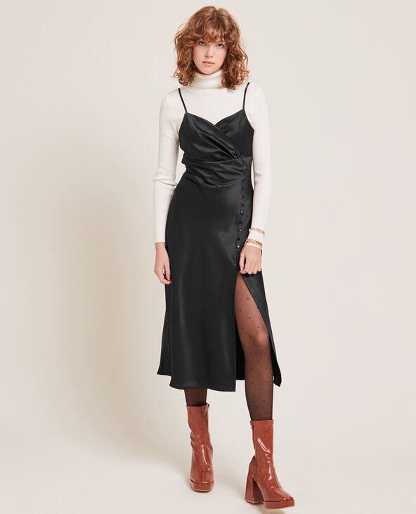 Robe longue satinée noir - Pimkie