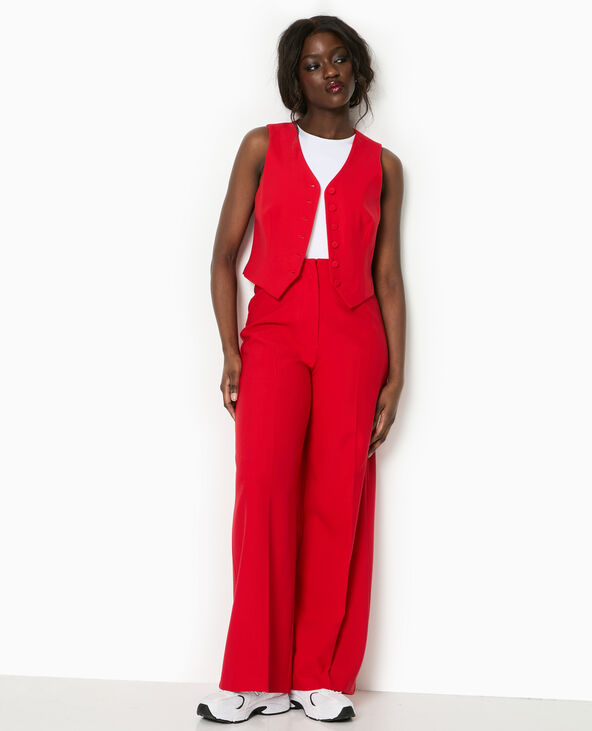 Pantalon large avec pinces rouge - Pimkie