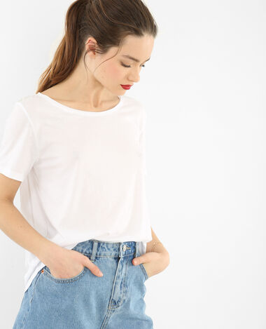 T-shirt col raw cut blanc - Pimkie