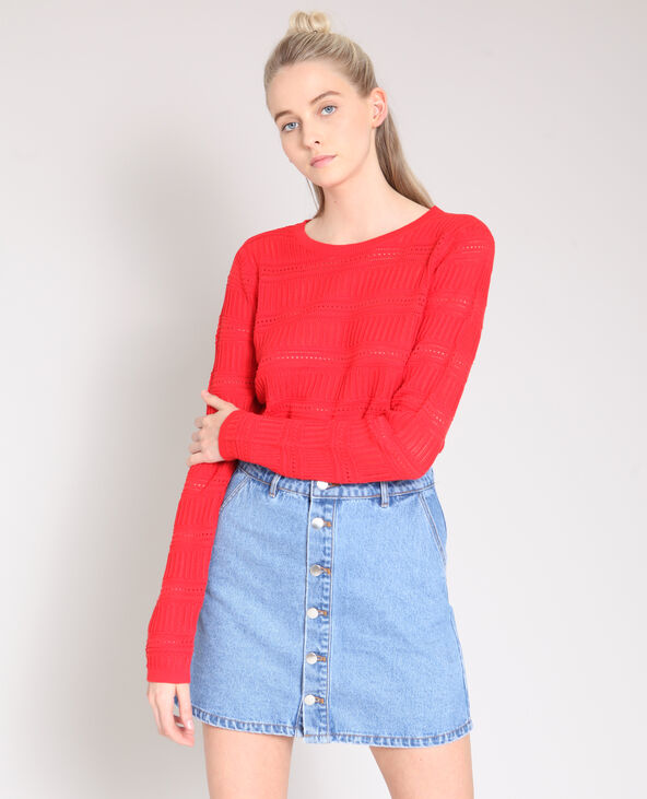Pull ajouré rouge - Pimkie