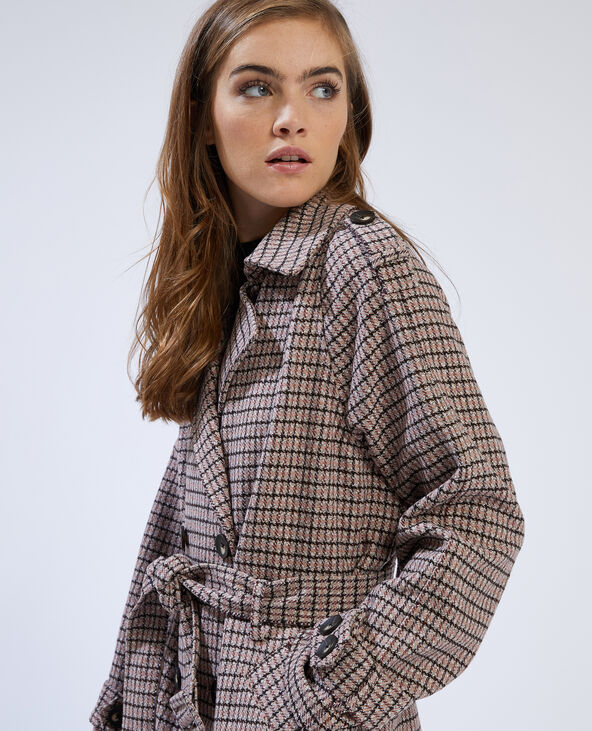 Manteau long oversize double boutonnage rose - Pimkie