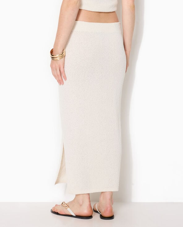 Jupe droite en maille effet bouclette blanc - Pimkie