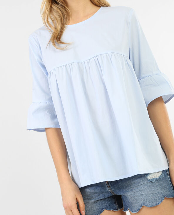 Blouse popeline évasée bleu clair - Pimkie