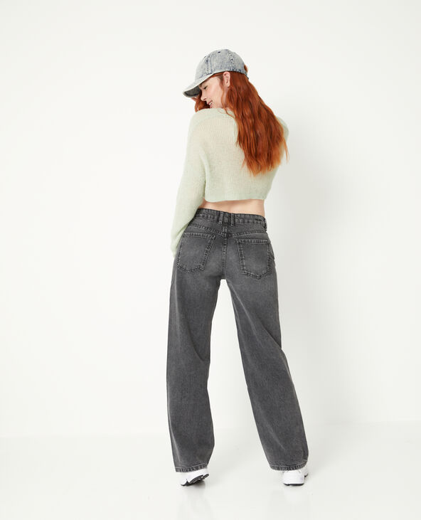Jean wide taille basse effet délavé gris foncé - Pimkie