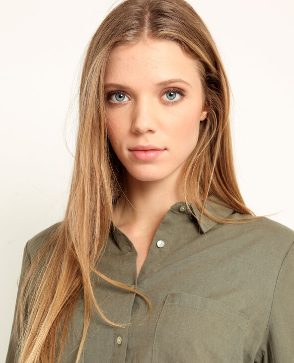 Chemise 55% lin taupe - Pimkie