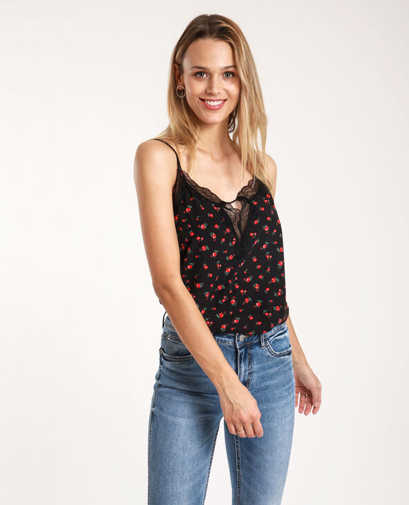 Top à fleurs noir - Pimkie