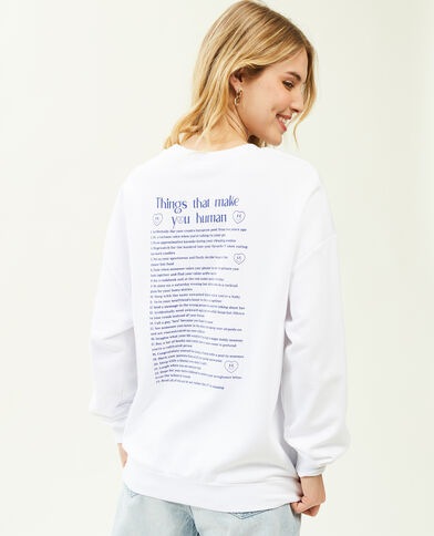 Sweat col rond blanc - Pimkie