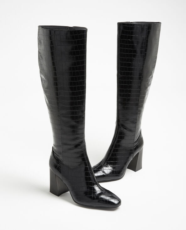 Bottes hautes croco noir - Pimkie