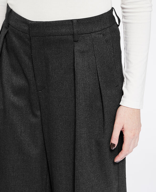 Pantalon large et droit avec pinces gris chiné - Pimkie