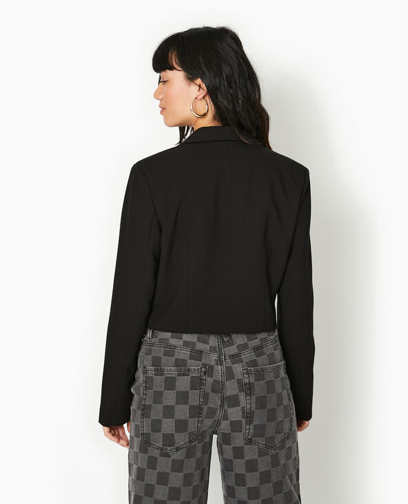 Veste blazer courte avec pattes et boucles noir - Pimkie