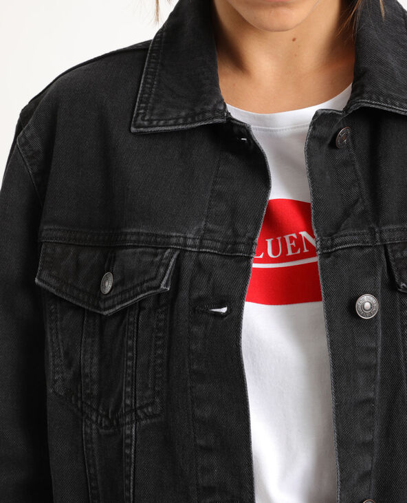 Veste en jean large noir - Pimkie