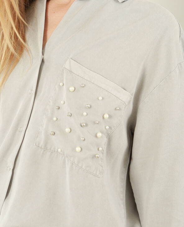 Chemise XL à perles gris clair - Pimkie