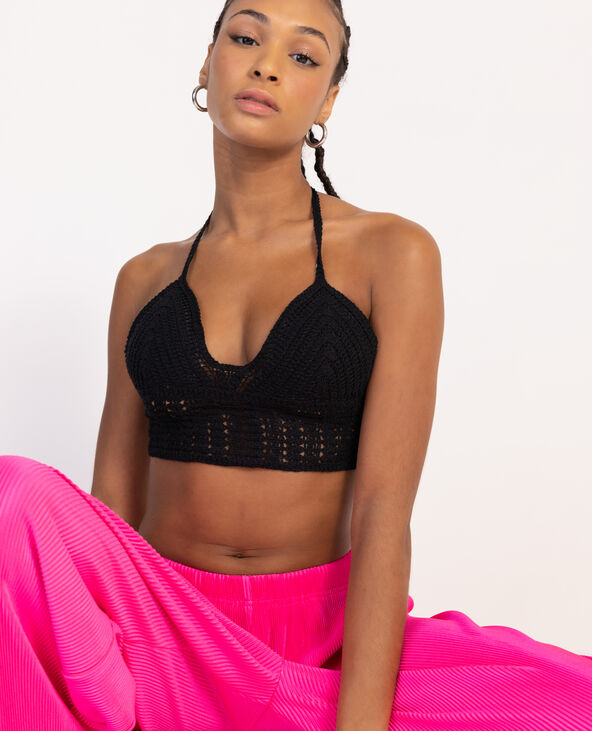 Top dos-nu en crochet noir - Pimkie