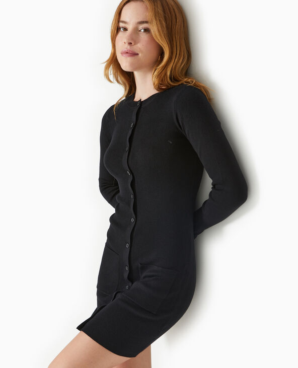 Robe boutonnée en maille noir - Pimkie