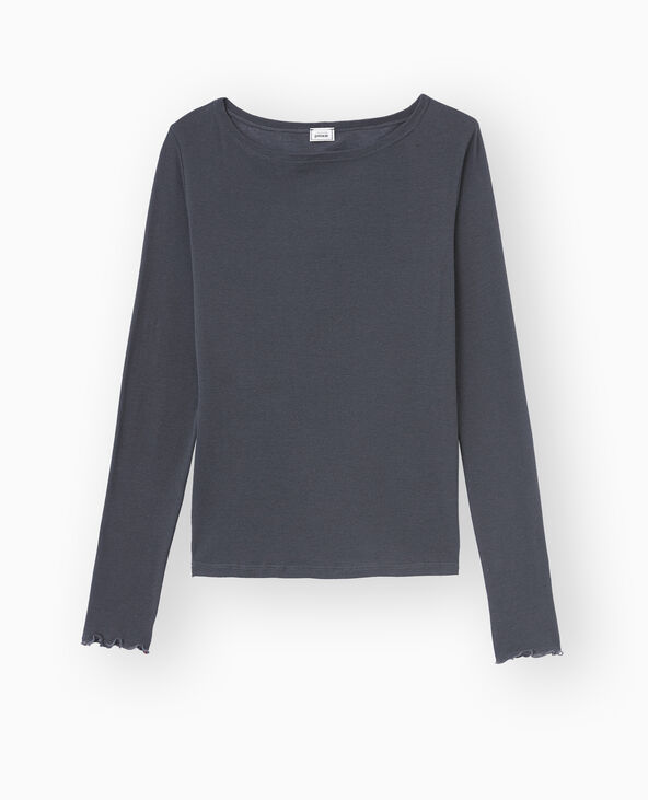 Top manches longues encolure bateau gris foncé - Pimkie