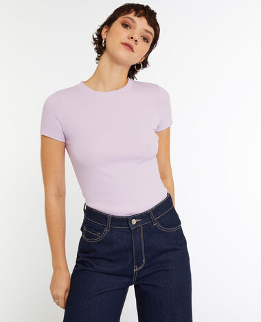 Top maille côtelée lilas - Pimkie