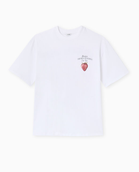 T-shirt oversize avec print poitrine et dos blanc - Pimkie