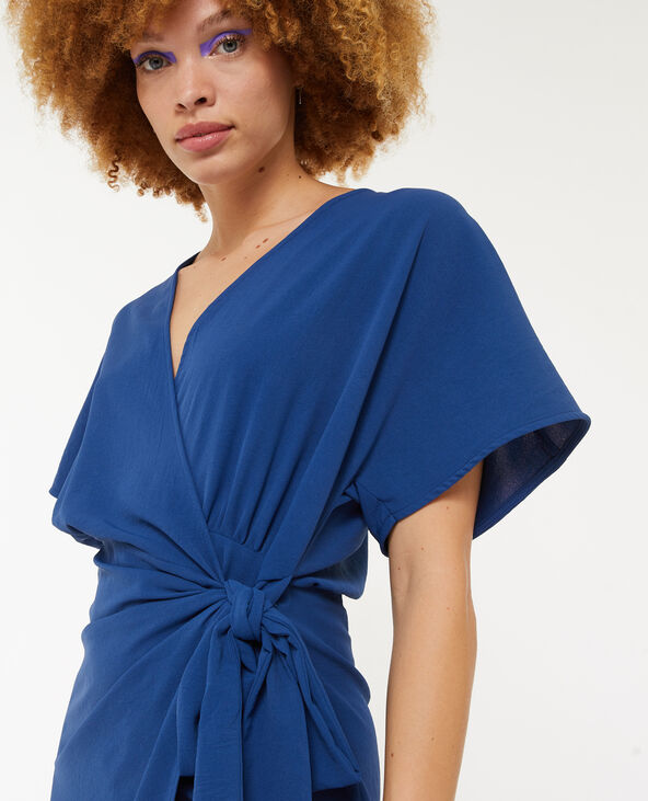 Robe midi porte-feuille bleu foncé - Pimkie