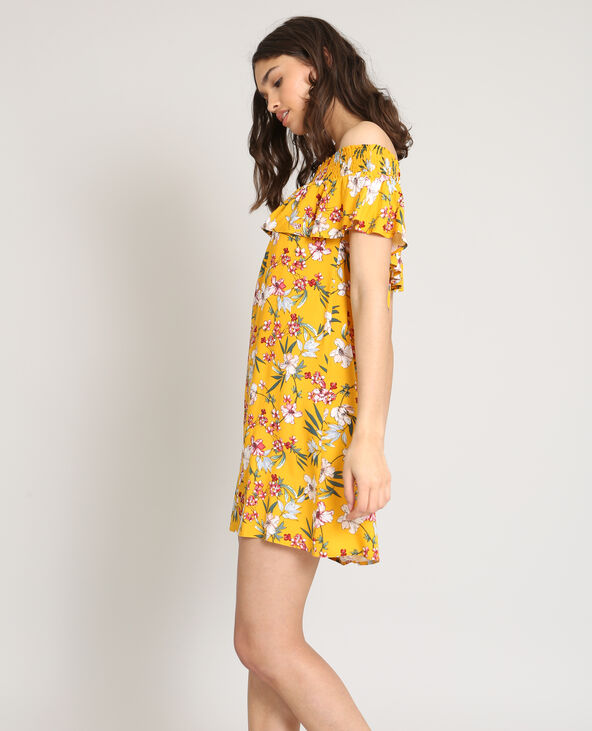 Robe col bardot fleurie