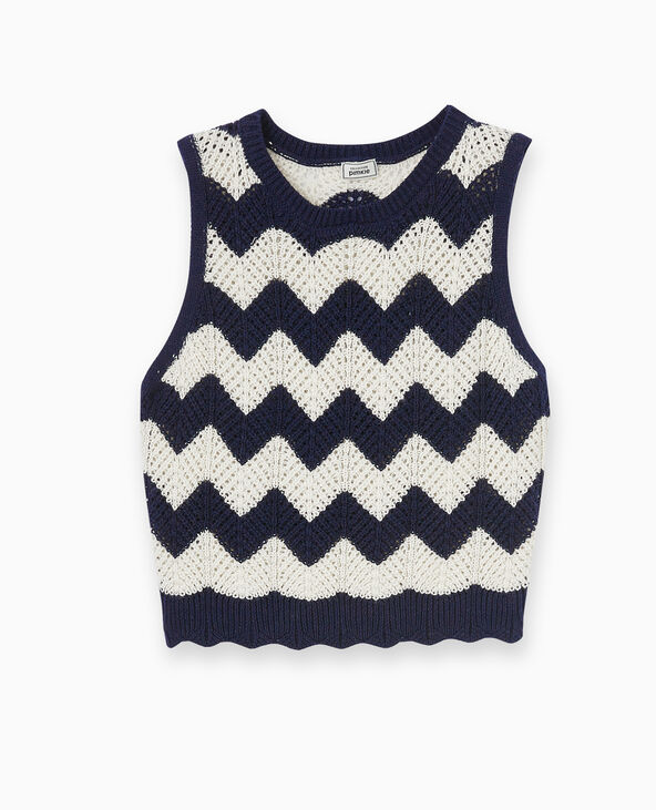 Pull sans manches en maille ajourée bleu marine - Pimkie