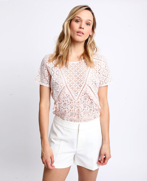 Tee shirt top a dentelle