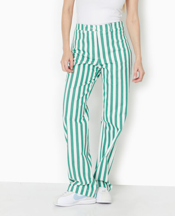 Pantalon droit taille haute avec rayures vert - Pimkie