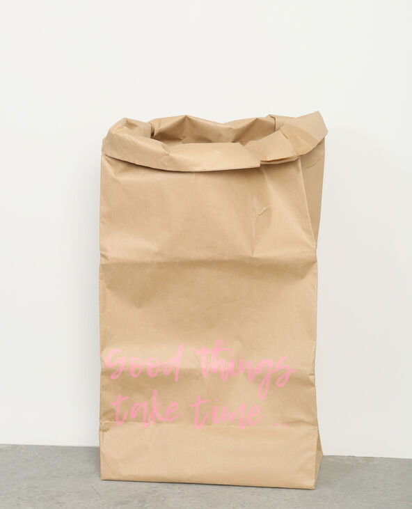 Grand paper bag à message beige - Pimkie