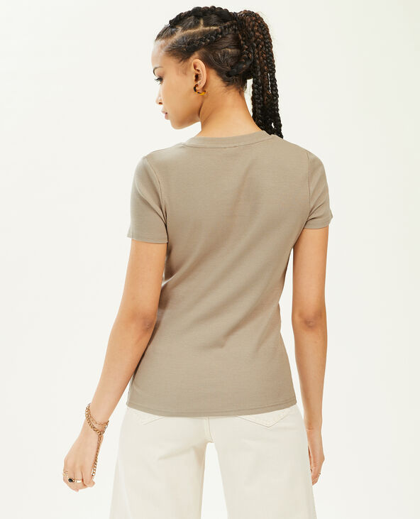 Top maille côtelée taupe - Pimkie