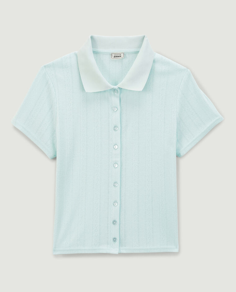 T-shirt à col polo bleu ciel - Pimkie