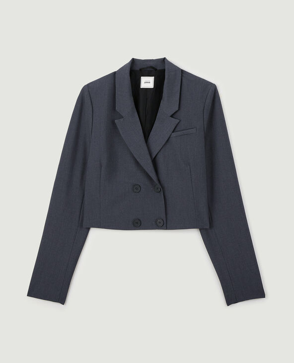 Veste cropped double boutonnage gris foncé - Pimkie