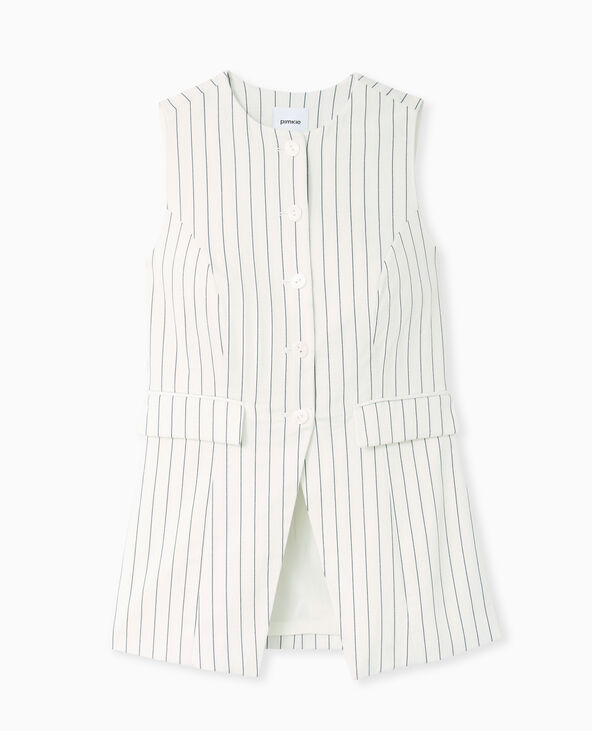 Veste longue sans manche avec fines rayures noir - Pimkie