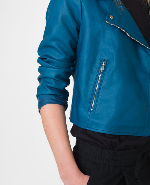 Veste en simili cuir bleu foncé - Pimkie