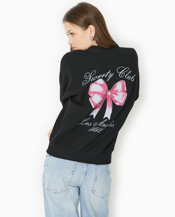 Sweat col rond avec print devant et dos noir - Pimkie