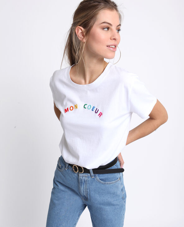 T-shirt brodé blanc - Pimkie