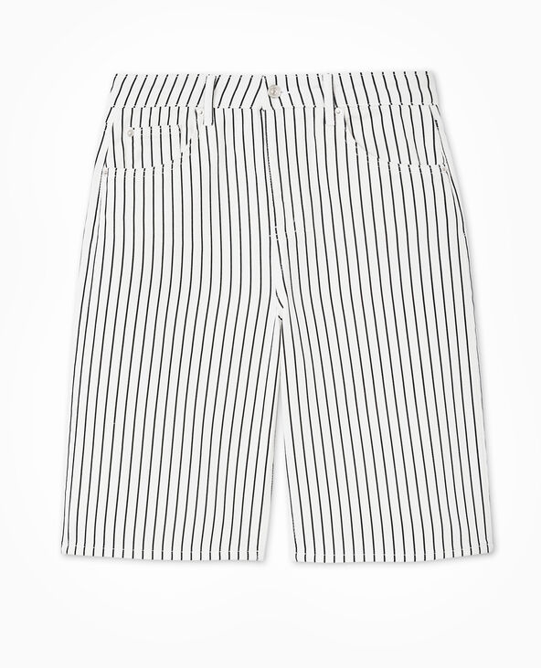 Bermuda large en jean rayé blanc - Pimkie
