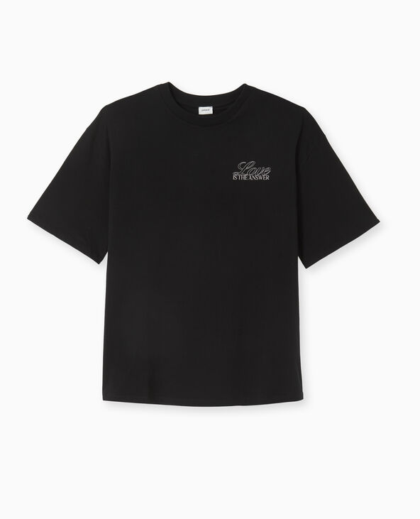 T-shirt oversize avec print poitrine et dos noir - Pimkie