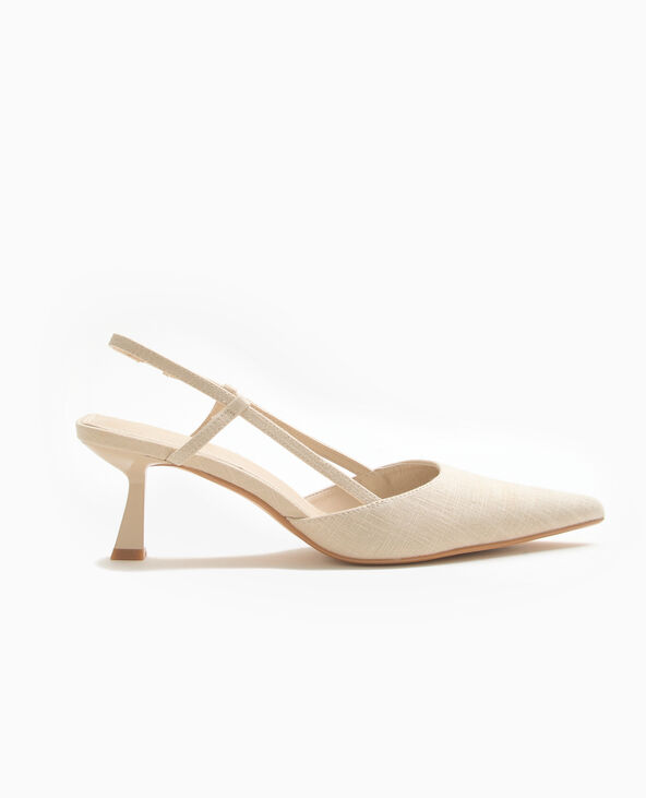 Escarpins ouverts bouts pointus et talons bobines beige - Pimkie