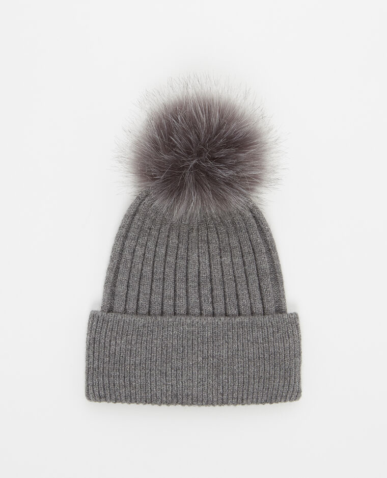 Bonnet à pompon noir - Pimkie