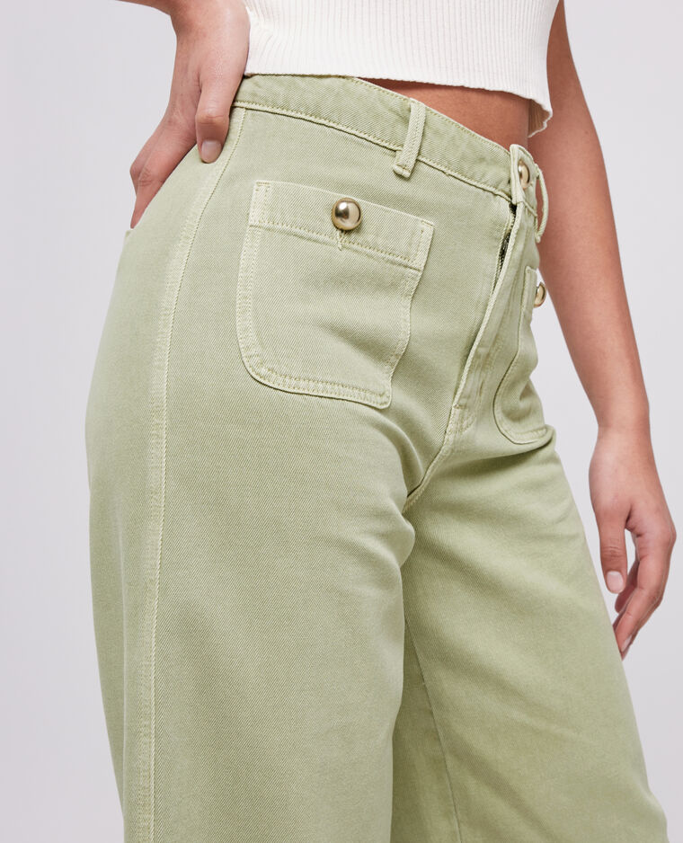 Jean wide taille haute vert de gris - Pimkie
