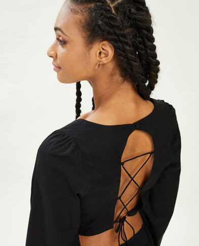 Blouse courte façon corset encolure carrée noir - Pimkie